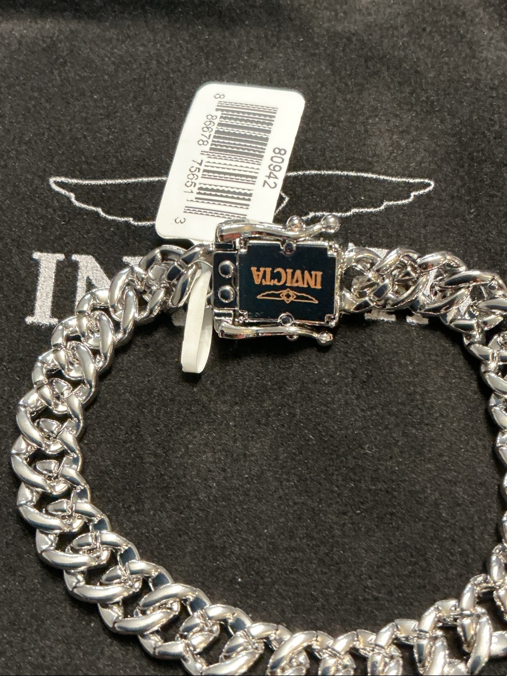Invicta Silver Crystal Pavé Cuban Link Bracelet(80942) - Picture 10 of 13